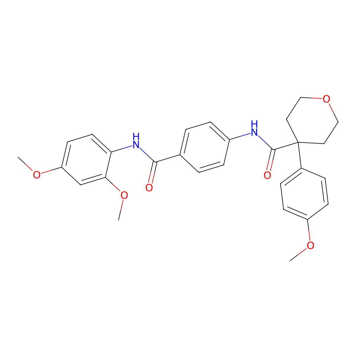 N-[4-[(2,4-dimethoxyphenyl)carbamoyl]phenyl]-4-(4-methoxyphenyl)oxane-4-carboxamide molecular structure, CAS 573669-46-2