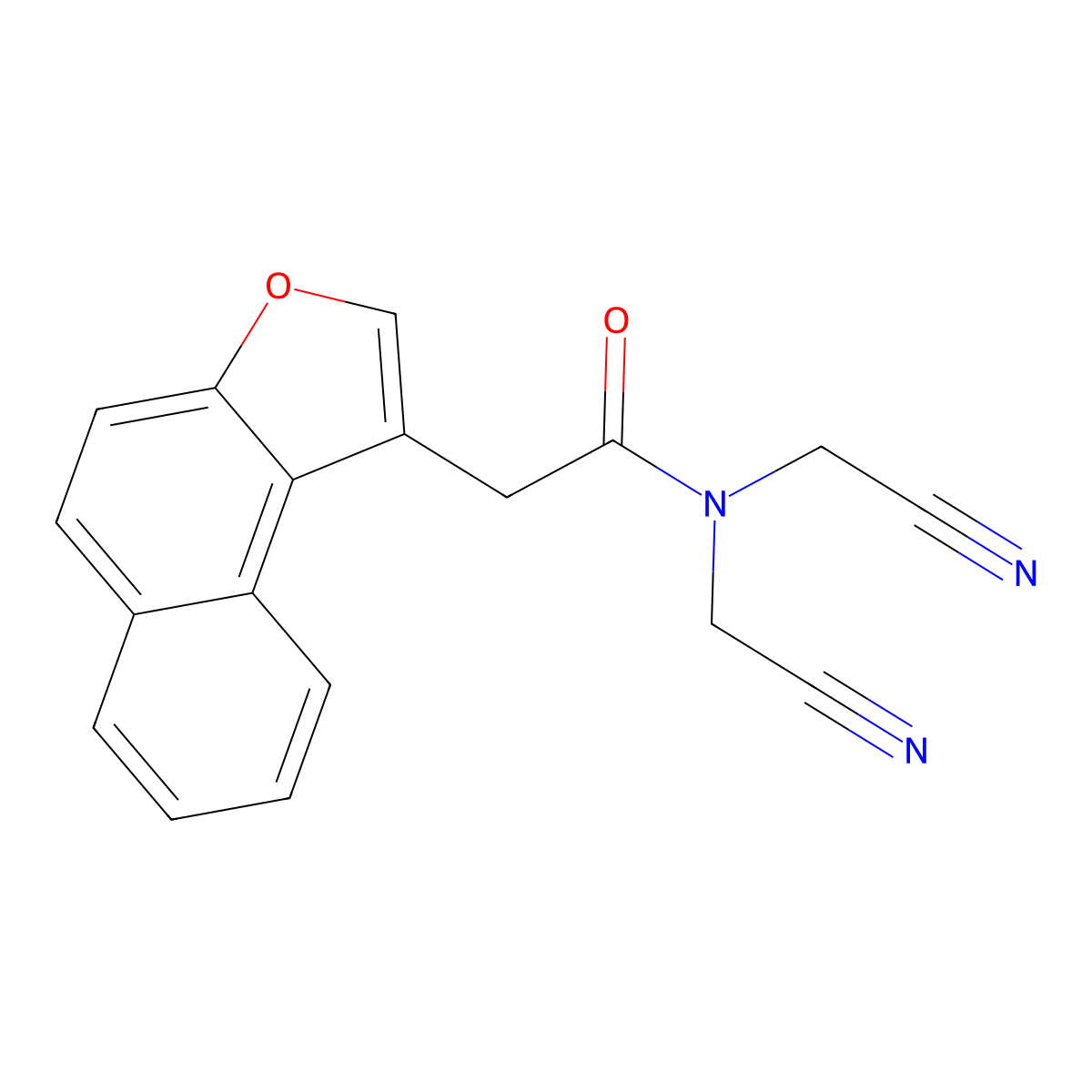 N,N-bis(cyanomethyl)-2-naphtho[2,1-b]furan-1-ylacetamide molecular structure, CAS 573669-52-0
