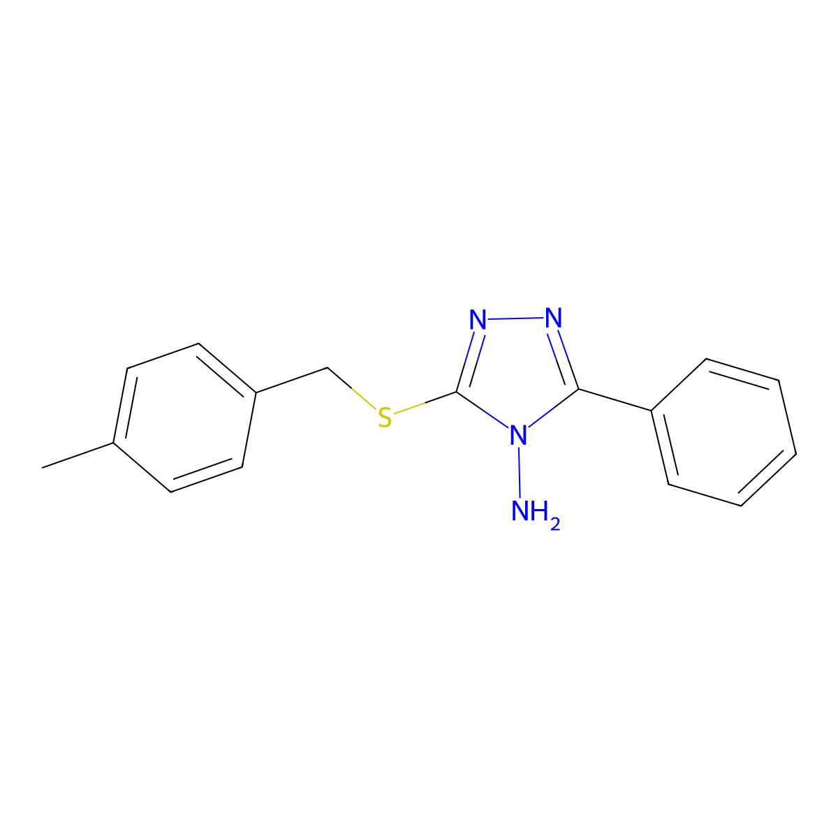 3-[(4-Methylphenyl)methylthio]-5-phenyl-1,2,4-triazole-4-ylamine molecular structure, CAS 573669-53-1