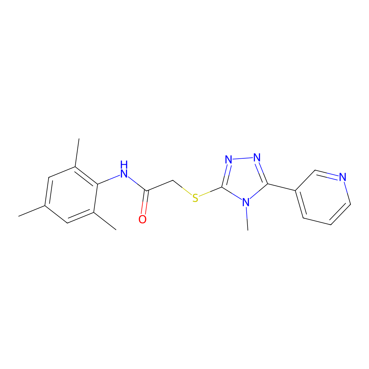 2-{[4-methyl-5-(pyridin-3-yl)-4H-1,2,4-triazol-3-yl]sulfanyl}-N-(2,4,6-trimethylphenyl)acetamide molecular structure, CAS 573669-60-0