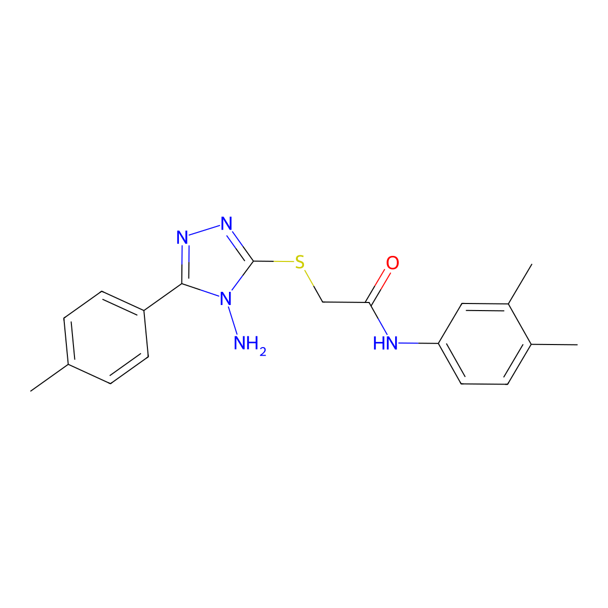 2-[4-amino-5-(4-methylphenyl)(1,2,4-triazol-3-ylthio)]-N-(3,4-dimethylphenyl)a cetamide molecular structure, CAS 573669-66-6