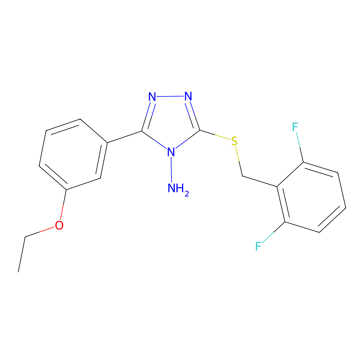 3-[(2,6-Difluorophenyl)methylthio]-5-(3-ethoxyphenyl)-1,2,4-triazole-4-ylamine molecular structure, CAS 573669-85-9