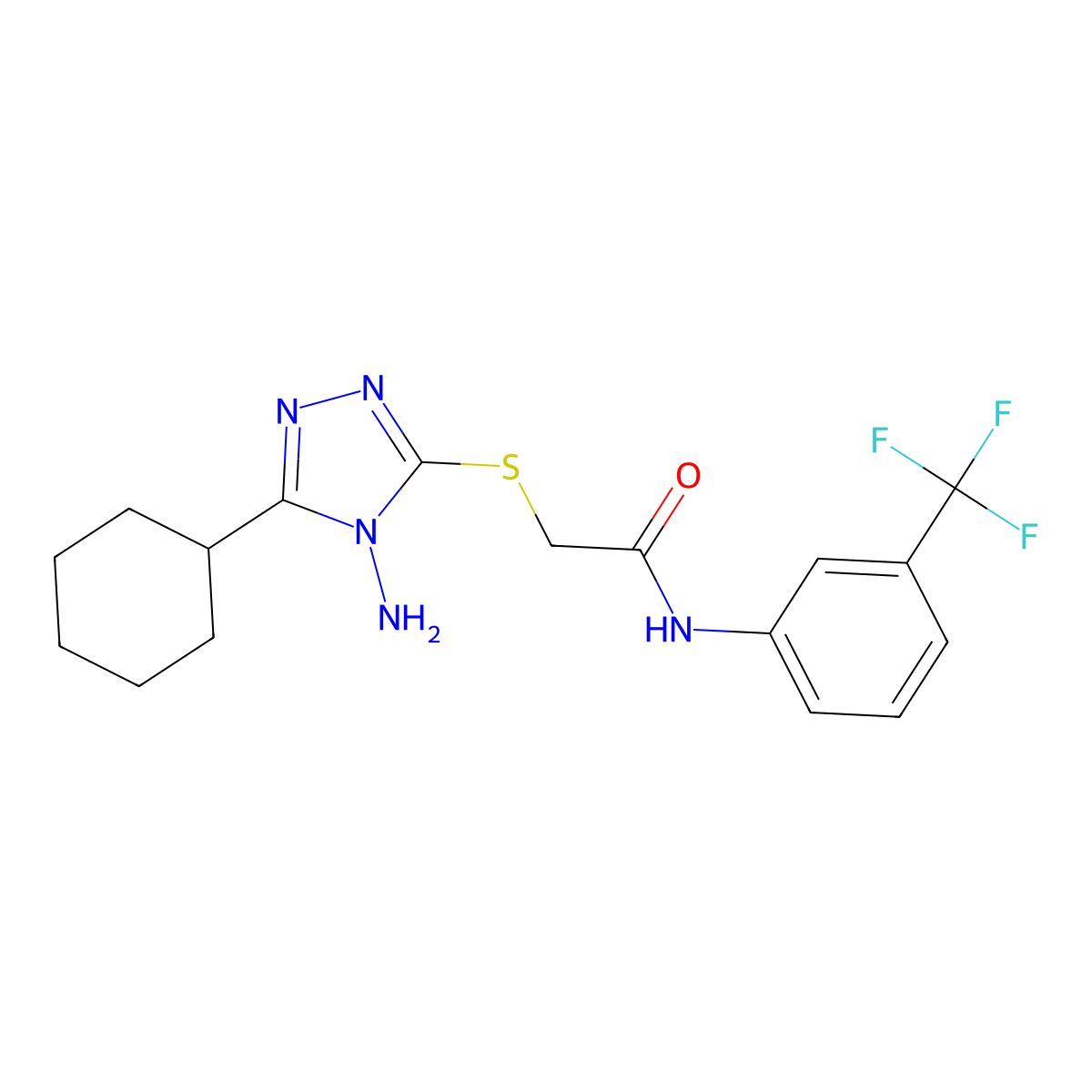 2-((4-amino-5-cyclohexyl-4H-1,2,4-triazol-3-yl)thio)-N-(3-(trifluoromethyl)phenyl)acetamide molecular structure, CAS 573669-93-9