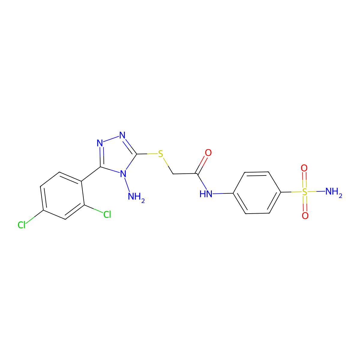 2-{[4-amino-5-(2,4-dichlorophenyl)-4H-1,2,4-triazol-3-yl]sulfanyl}-N-(4-sulfamoylphenyl)acetamide molecular structure, CAS 573669-98-4