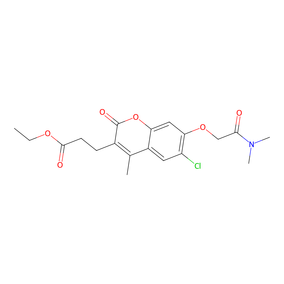 ethyl 3-{6-chloro-7-[2-(dimethylamino)-2-oxoethoxy]-4-methyl-2-oxo-2H-chromen-3-yl}propanoate molecular structure, CAS 573670-06-1