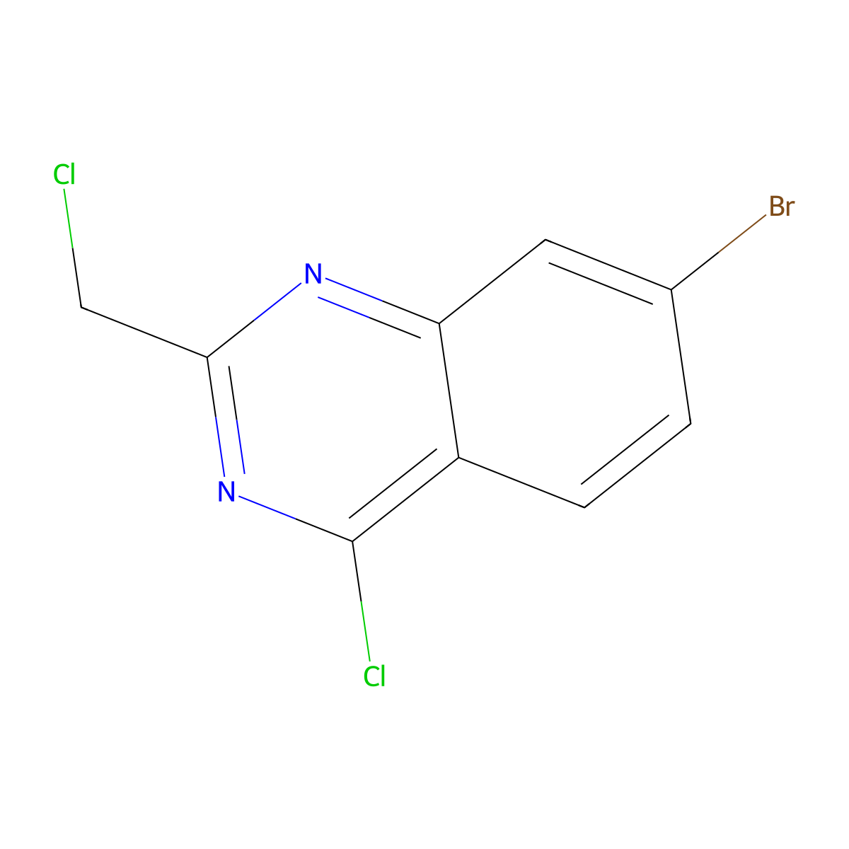 7-Bromo-4-chloro-2-(chloromethyl)quinazoline molecular structure, CAS 573681-19-3