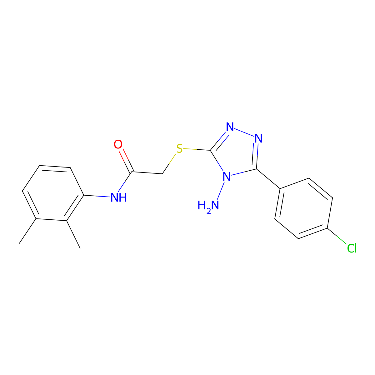 2-{[4-amino-5-(4-chlorophenyl)-4H-1,2,4-triazol-3-yl]sulfanyl}-N-(2,3-dimethylphenyl)acetamide molecular structure, CAS 573684-32-9