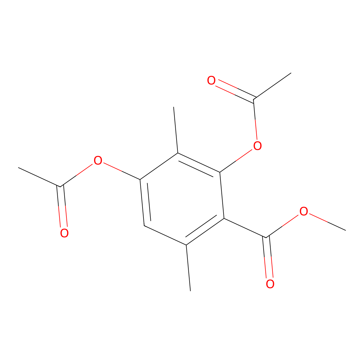 Methyl 2,4-diacetyloxy-3,6-dimethylbenzoate molecular structure, CAS 57369-96-7