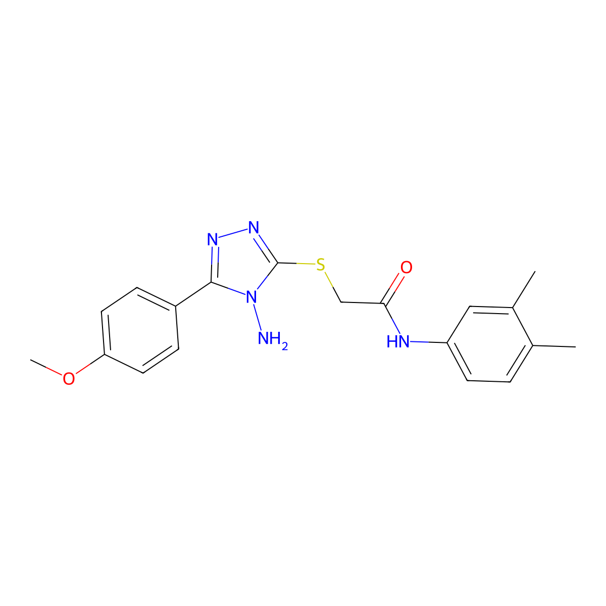 2-((4-amino-5-(4-methoxyphenyl)-4H-1,2,4-triazol-3-yl)thio)-N-(3,4-dimethylphenyl)acetamide molecular structure, CAS 573693-75-1