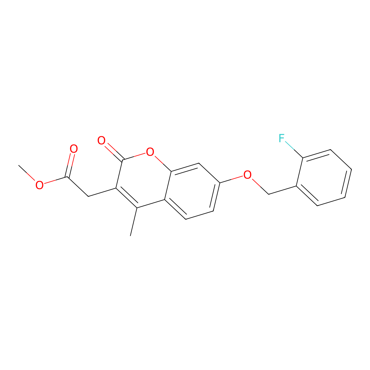 methyl {7-[(2-fluorobenzyl)oxy]-4-methyl-2-oxo-2H-chromen-3-yl}acetate molecular structure, CAS 573693-84-2