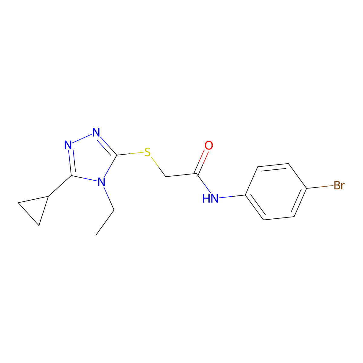 N-(4-bromophenyl)-2-[(5-cyclopropyl-4-ethyl-1,2,4-triazol-3-yl)sulfanyl]acetamide molecular structure, CAS 573693-95-5