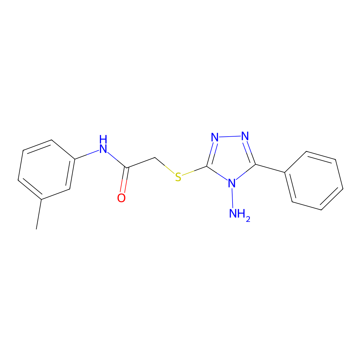 2-((4-amino-5-phenyl-4H-1,2,4-triazol-3-yl)thio)-N-(m-tolyl)acetamide molecular structure, CAS 573693-98-8