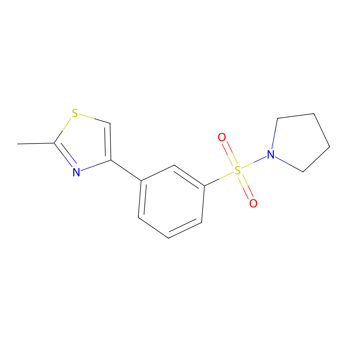 2-Methyl-4-[3-(pyrrolidin-1-ylsulfonyl)phenyl]-1,3-thiazole molecular structure, CAS 573694-01-6