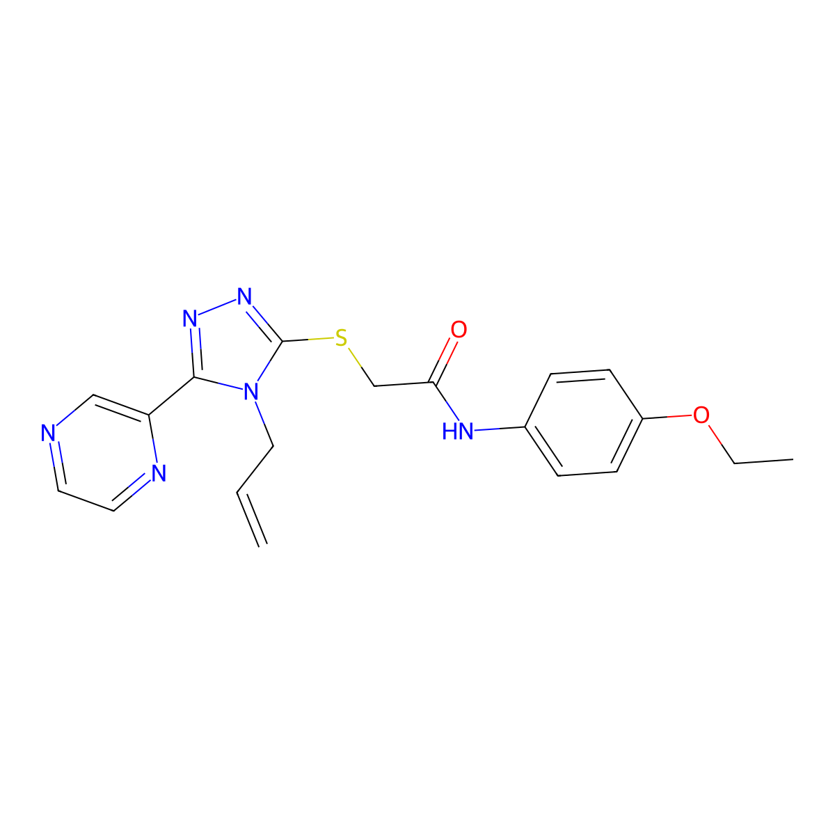 N-(4-ethoxyphenyl)-2-{[4-(prop-2-en-1-yl)-5-(pyrazin-2-yl)-4H-1,2,4-triazol-3-yl]sulfanyl}acetamide molecular structure, CAS 573694-05-0