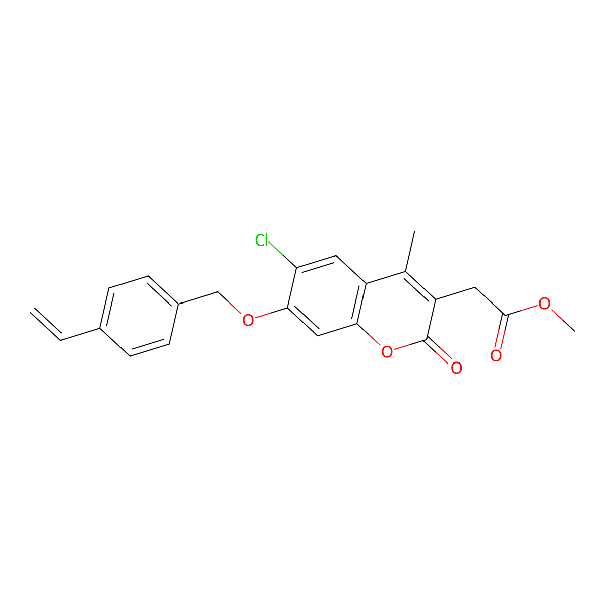 methyl {6-chloro-7-[(4-ethenylbenzyl)oxy]-4-methyl-2-oxo-2H-chromen-3-yl}acetate molecular structure, CAS 573694-15-2