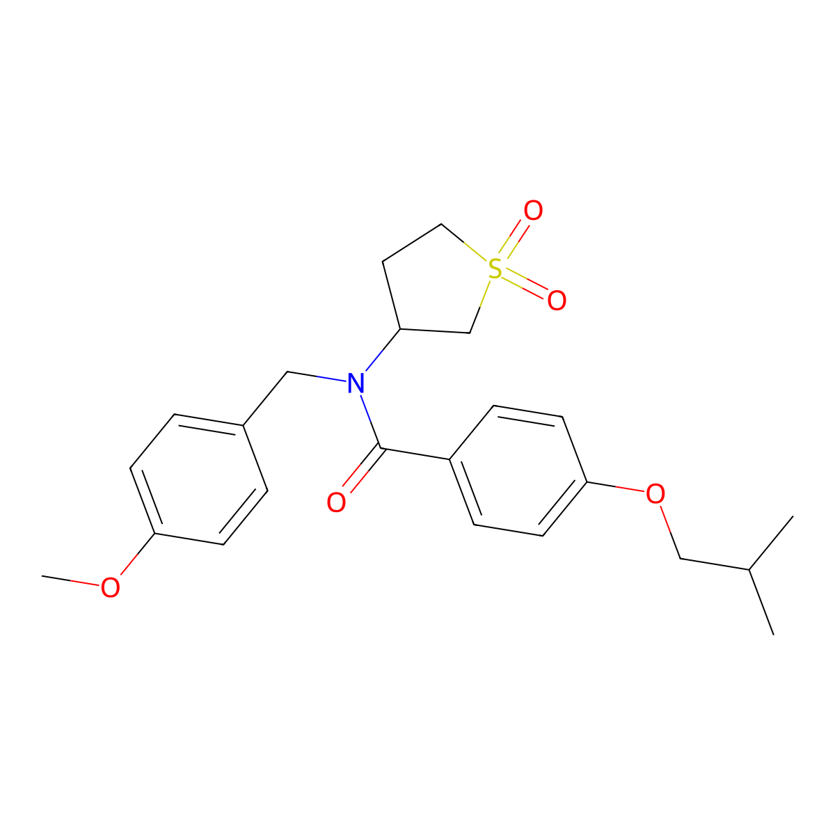 N-(1,1-dioxidotetrahydrothiophen-3-yl)-N-(4-methoxybenzyl)-4-(2-methylpropoxy)benzamide molecular structure, CAS 573694-25-4