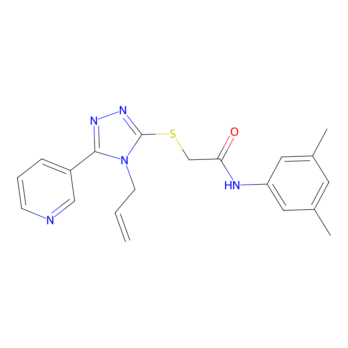 N-(3,5-dimethylphenyl)-2-{[4-(prop-2-en-1-yl)-5-(pyridin-3-yl)-4H-1,2,4-triazol-3-yl]sulfanyl}acetamide molecular structure, CAS 573694-36-7