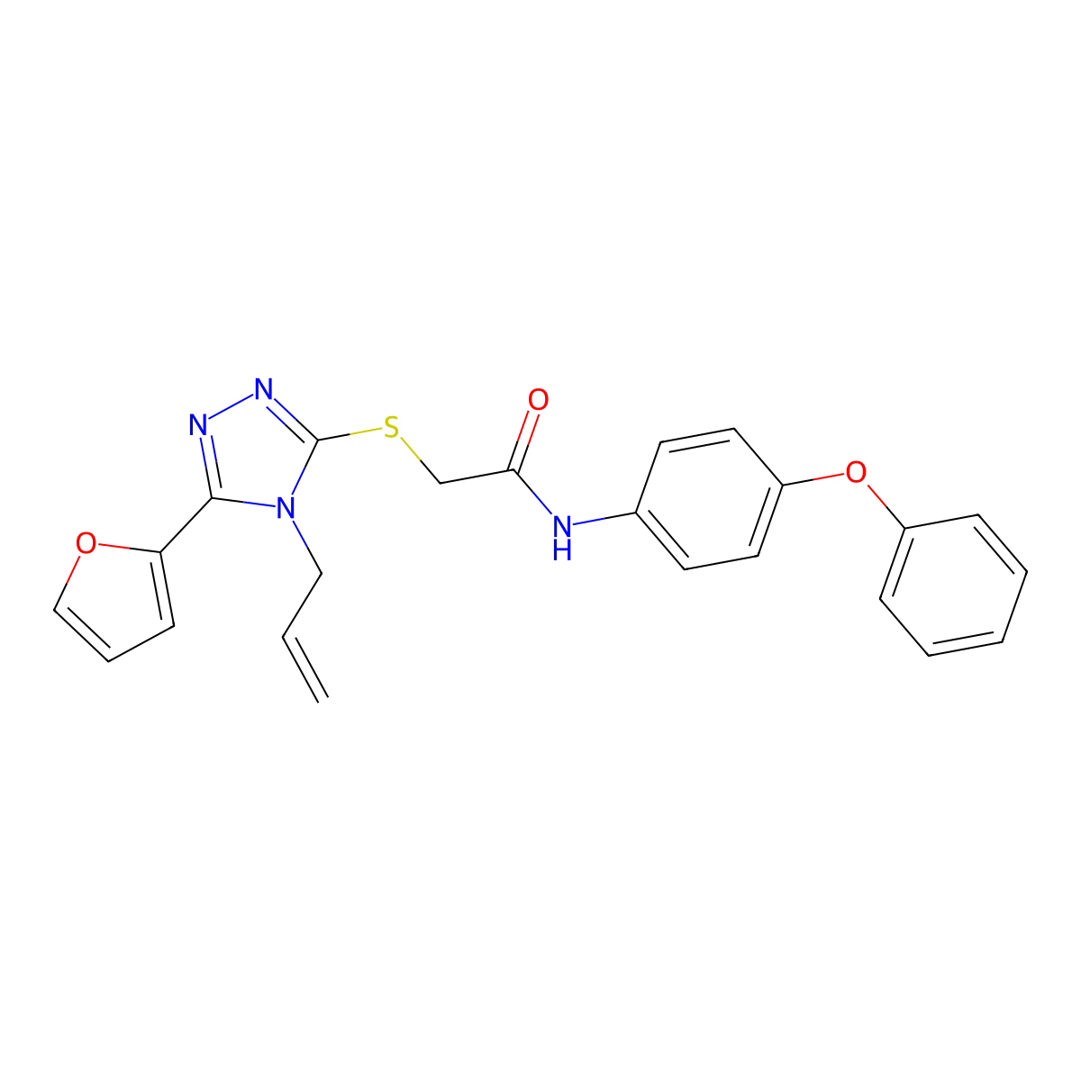 2-((4-Allyl-5-(2-furyl)-4H-1,2,4-triazol-3-YL)thio)-N-(4-phenoxyphenyl)acetamide molecular structure, CAS 573694-45-8