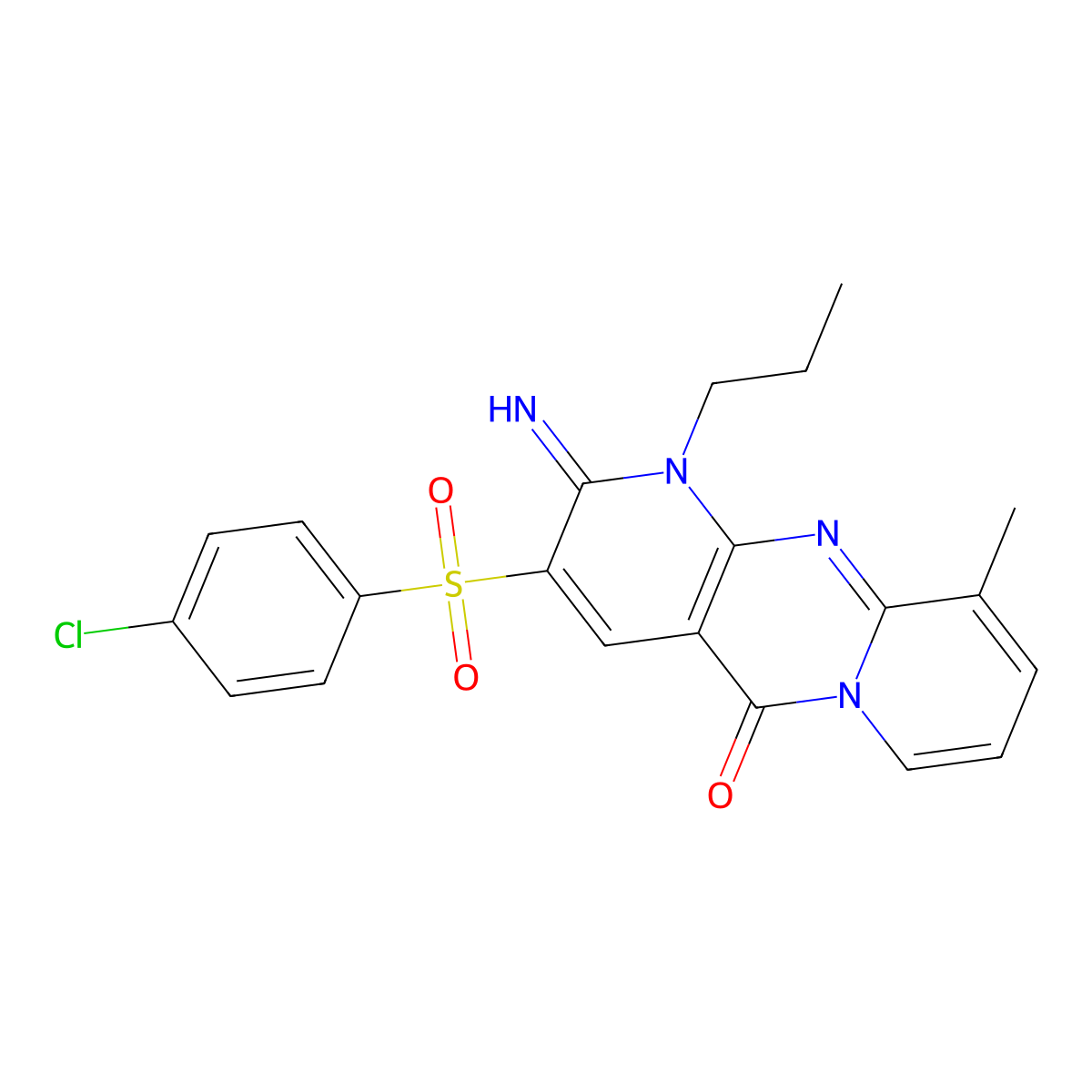 3-[(4-Chlorophenyl)sulfonyl]-2-imino-10-methyl-1-propyl-1,2-dihydro-5H-dipyrido[1,2-A:2,3-D]pyrimidin-5-one molecular structure, CAS 573694-78-7