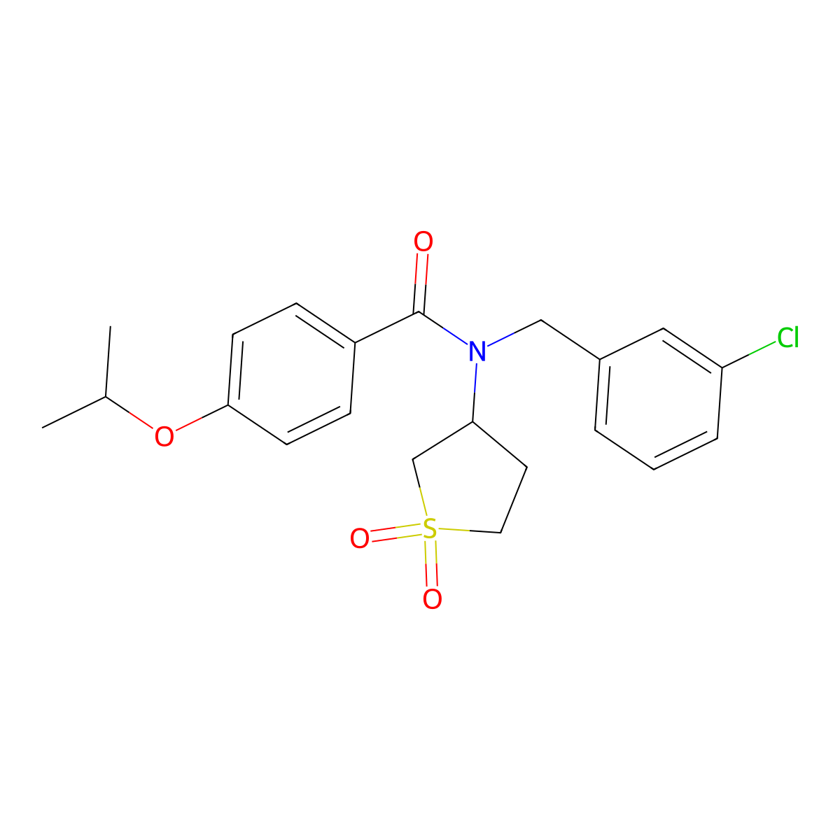 N-(3-chlorobenzyl)-N-(1,1-dioxidotetrahydrothiophen-3-yl)-4-(propan-2-yloxy)benzamide molecular structure, CAS 573695-29-1