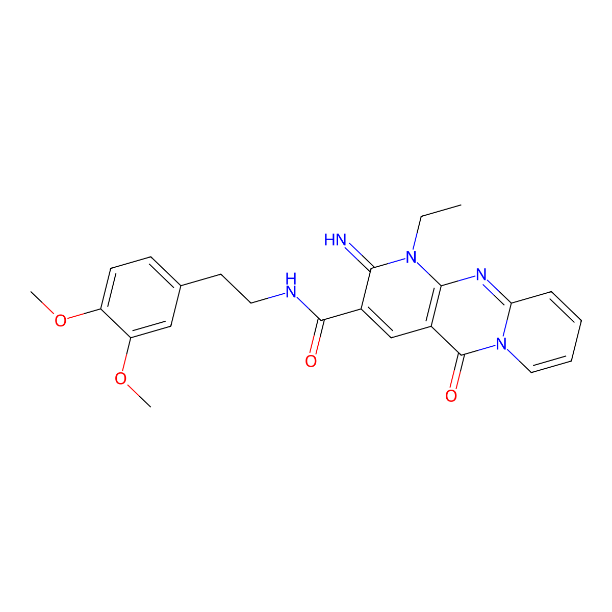 N-[2-(3,4-dimethoxyphenyl)ethyl]-7-ethyl-6-imino-2-oxo-1,7,9-triazatricyclo[8.4.0.0^{3,8}]tetradeca-3(8),4,9,11,13-pentaene-5-carboxamide molecular structure, CAS 573695-30-4