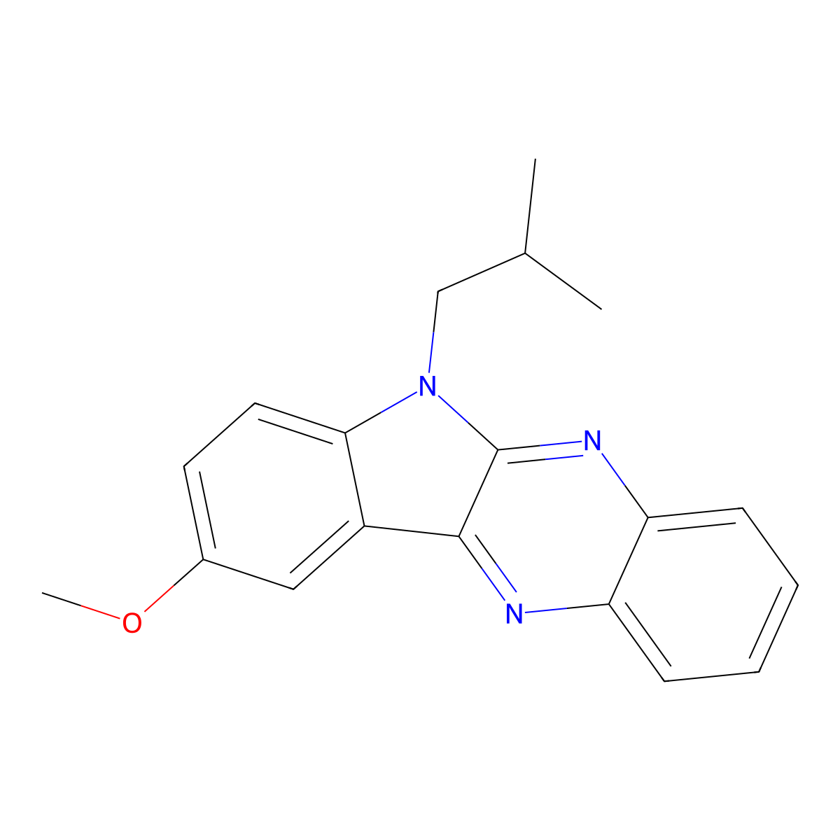 2-Methoxy-5-(2-methylpropyl)indolo[2,3-b]quinoxaline molecular structure, CAS 573695-40-6