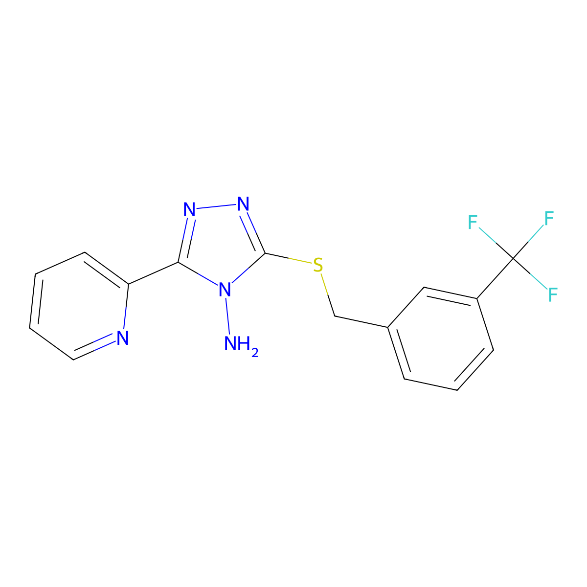3-(pyridin-2-yl)-5-{[3-(trifluoromethyl)benzyl]sulfanyl}-4H-1,2,4-triazol-4-amine molecular structure, CAS 573695-64-4