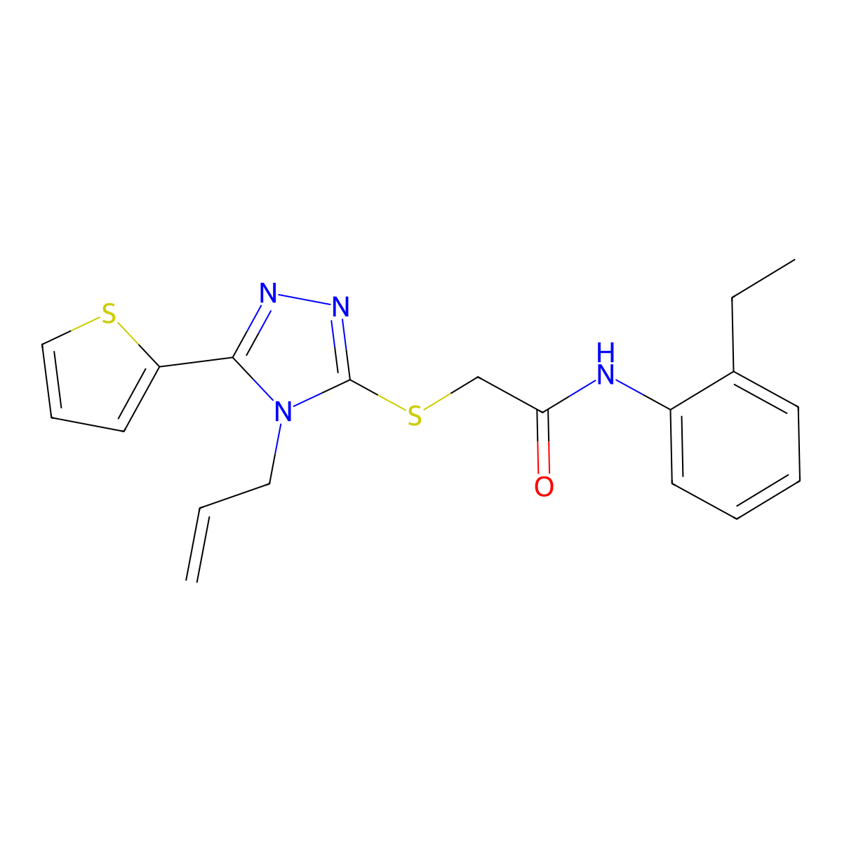 2-((4-Allyl-5-(2-thienyl)-4H-1,2,4-triazol-3-YL)thio)-N-(2-ethylphenyl)acetamide molecular structure, CAS 573695-76-8