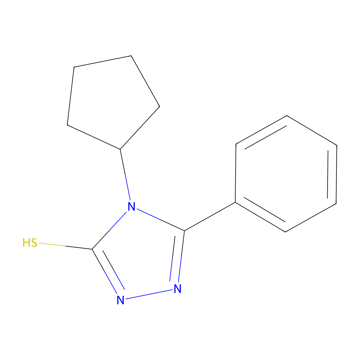4-cyclopentyl-5-phenyl-4H-1,2,4-triazole-3-thiol molecular structure, CAS 573695-77-9