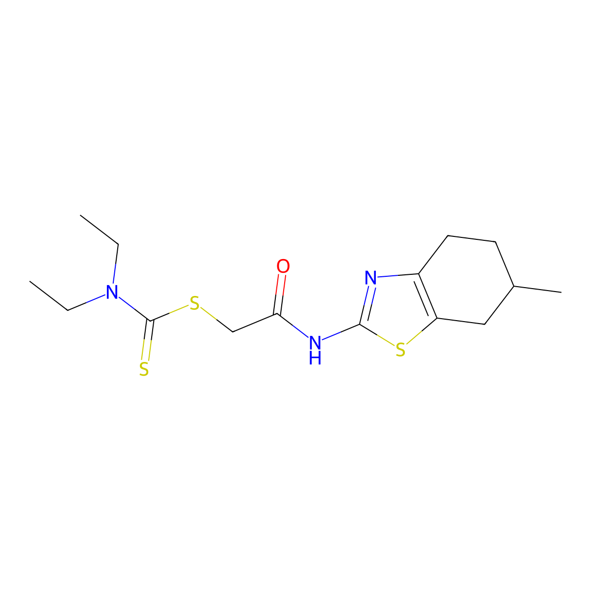 2-[(6-Methyl-4,5,6,7-tetrahydro-1,3-benzothiazol-2-yl)amino]-2-oxoethyl diethylcarbamodithioate molecular structure, CAS 573695-91-7