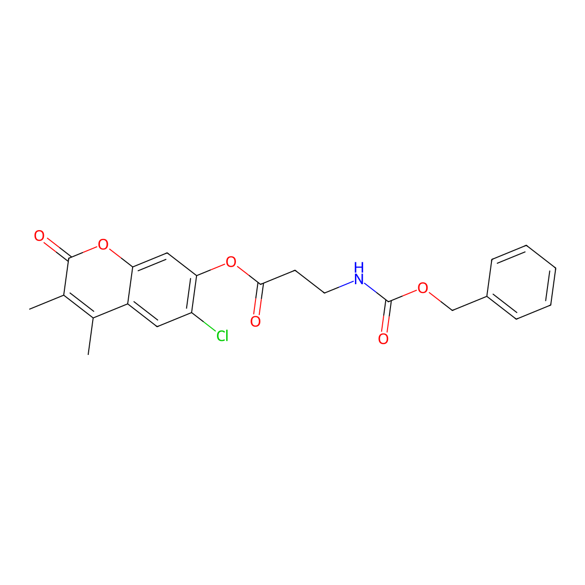 6-chloro-3,4-dimethyl-2-oxo-2H-chromen-7-yl N-[(benzyloxy)carbonyl]-beta-alaninate molecular structure, CAS 573696-08-9