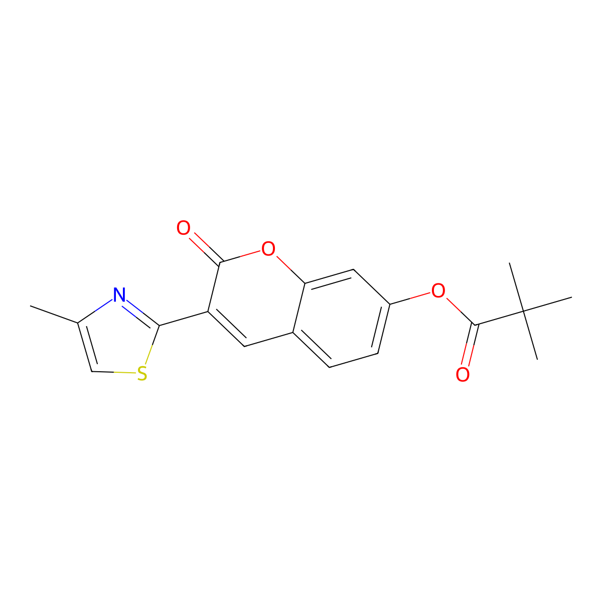 3-(4-methylthiazol-2-yl)-2-oxo-2H-chromen-7-yl pivalate molecular structure, CAS 573696-09-0