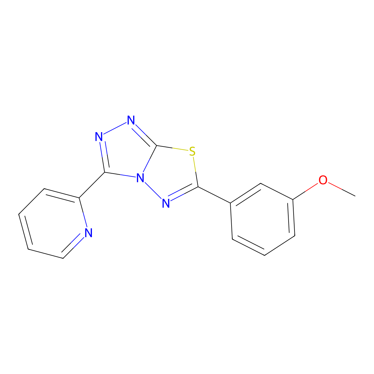 6-(3-Methoxyphenyl)-3-pyridin-2-yl-[1,2,4]triazolo[3,4-b][1,3,4]thiadiazole molecular structure, CAS 573696-11-4