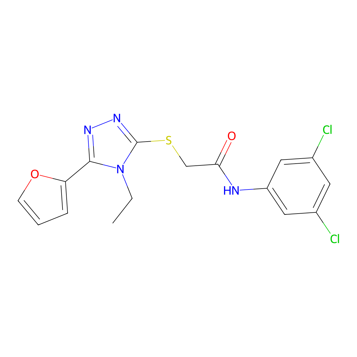 N-(3,5-Dichlorophenyl)-2-((4-ET-5-(2-furyl)-4H-1,2,4-triazol-3-YL)thio)acetamide molecular structure, CAS 573696-14-7