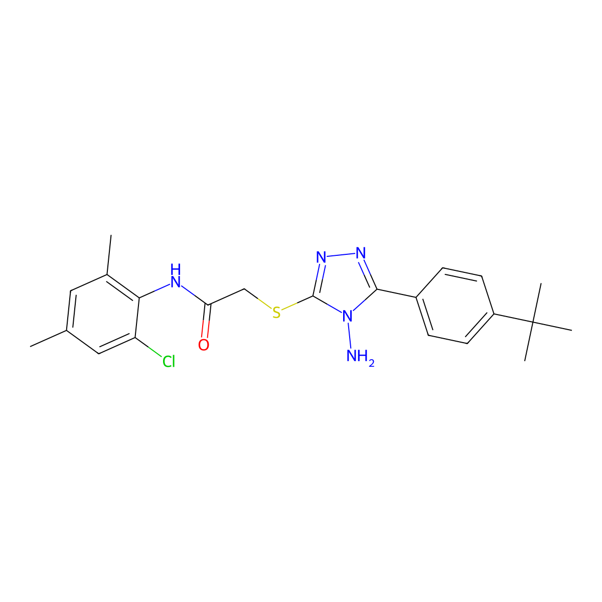 2-{[4-amino-5-(4-tert-butylphenyl)-4H-1,2,4-triazol-3-yl]sulfanyl}-N-(2-chloro-4,6-dimethylphenyl)acetamide molecular structure, CAS 573696-38-5