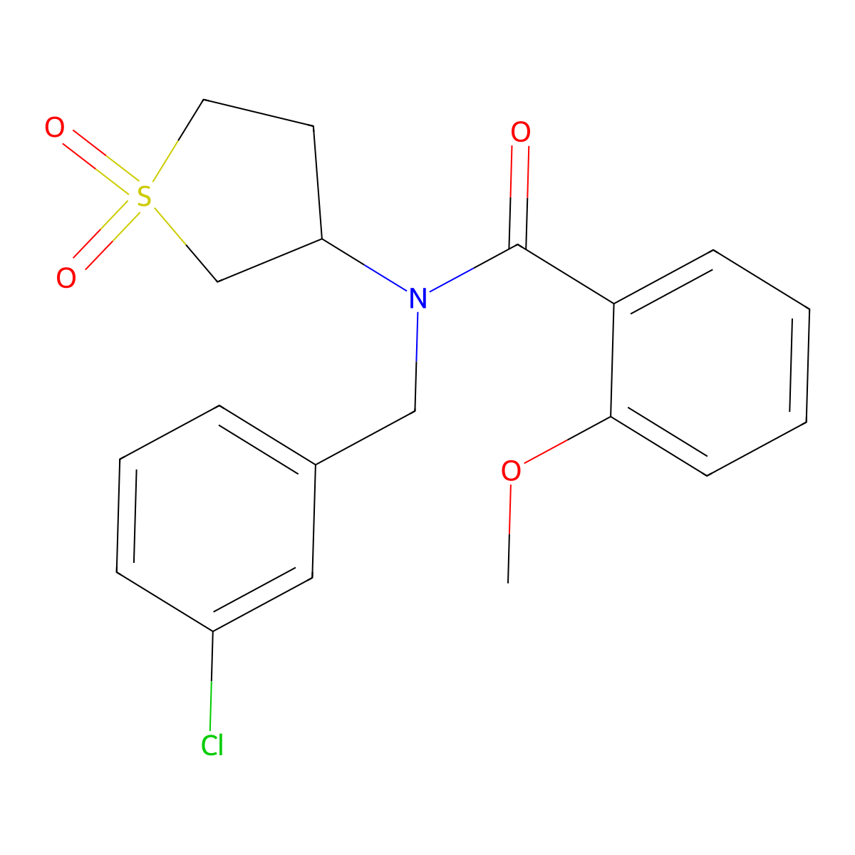 N-(3-chlorobenzyl)-N-(1,1-dioxidotetrahydrothiophen-3-yl)-2-methoxybenzamide molecular structure, CAS 573696-45-4