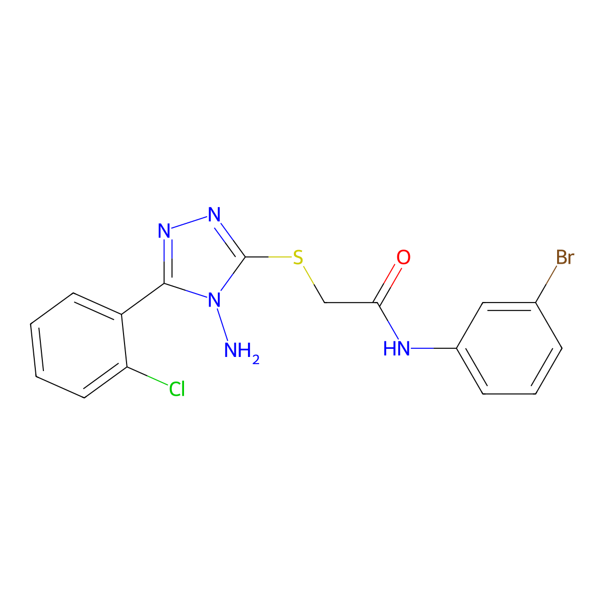 2-{[4-amino-5-(2-chlorophenyl)-4H-1,2,4-triazol-3-yl]sulfanyl}-N-(3-bromophenyl)acetamide molecular structure, CAS 573696-49-8