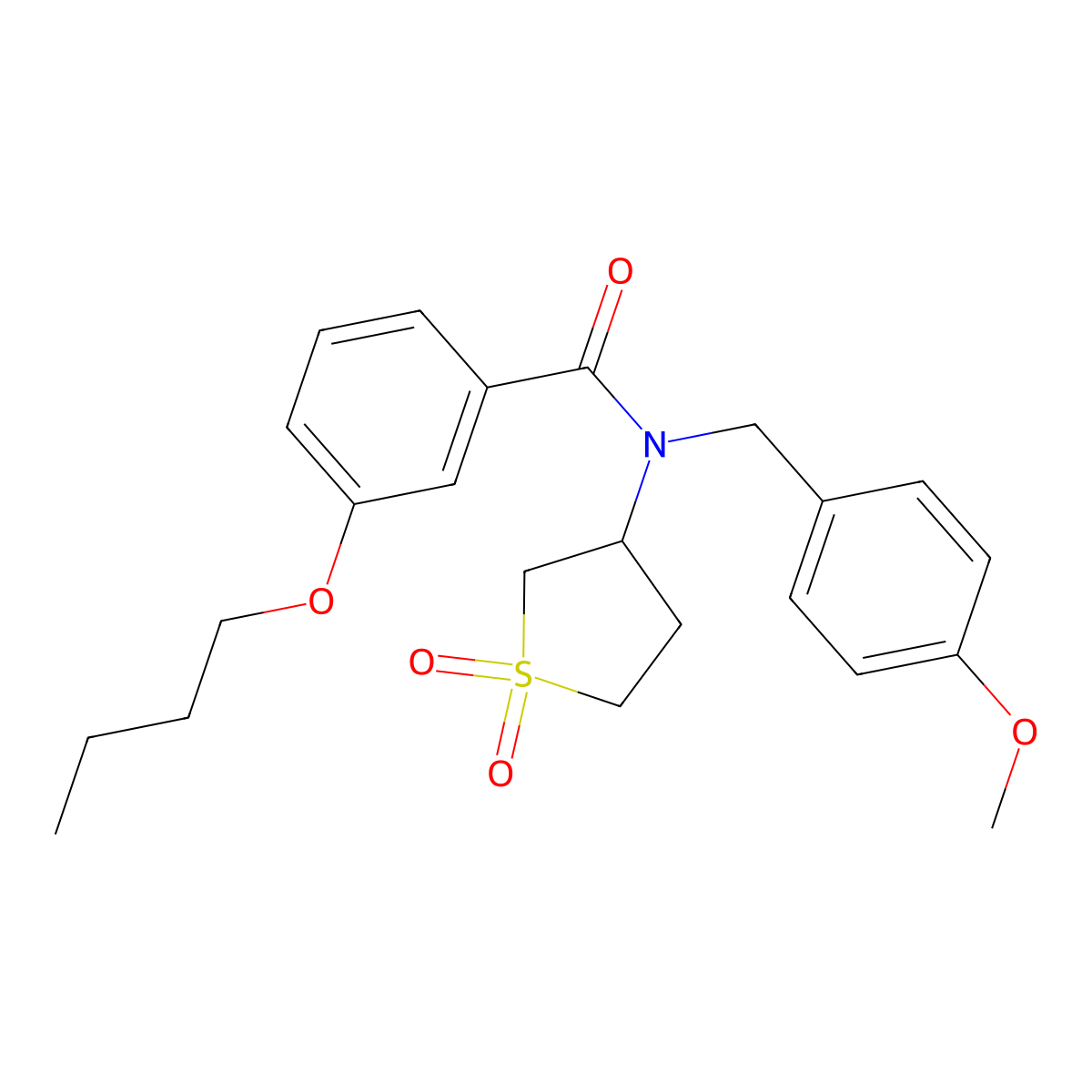3-butoxy-N-(1,1-dioxidotetrahydrothiophen-3-yl)-N-(4-methoxybenzyl)benzamide molecular structure, CAS 573696-70-5