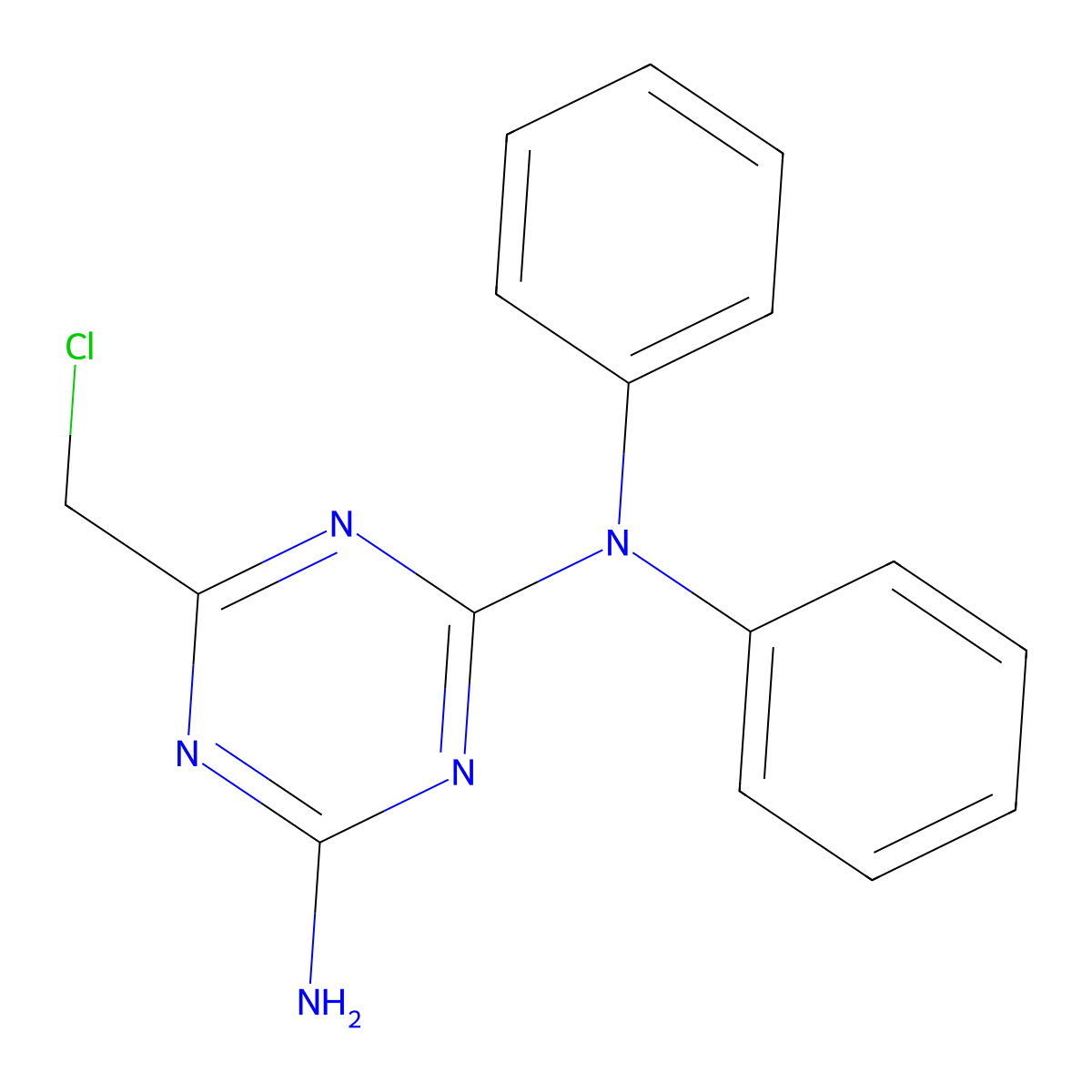 6-(chloromethyl)-2-N,2-N-diphenyl-1,3,5-triazine-2,4-diamine molecular structure, CAS 573696-78-3