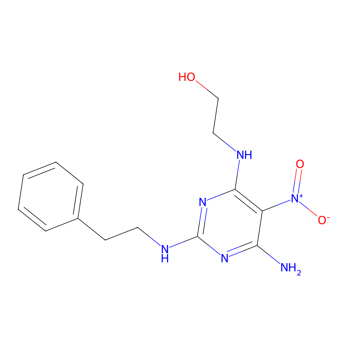 2-[[6-Amino-5-nitro-2-(phenethylamino)pyrimidin-4-yl]amino]ethanol molecular structure, CAS 573696-85-2