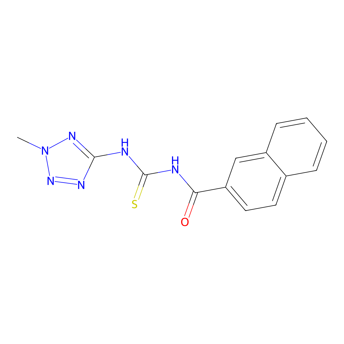 N-[(2-methyltetrazol-5-yl)carbamothioyl]naphthalene-2-carboxamide molecular structure, CAS 573697-15-1