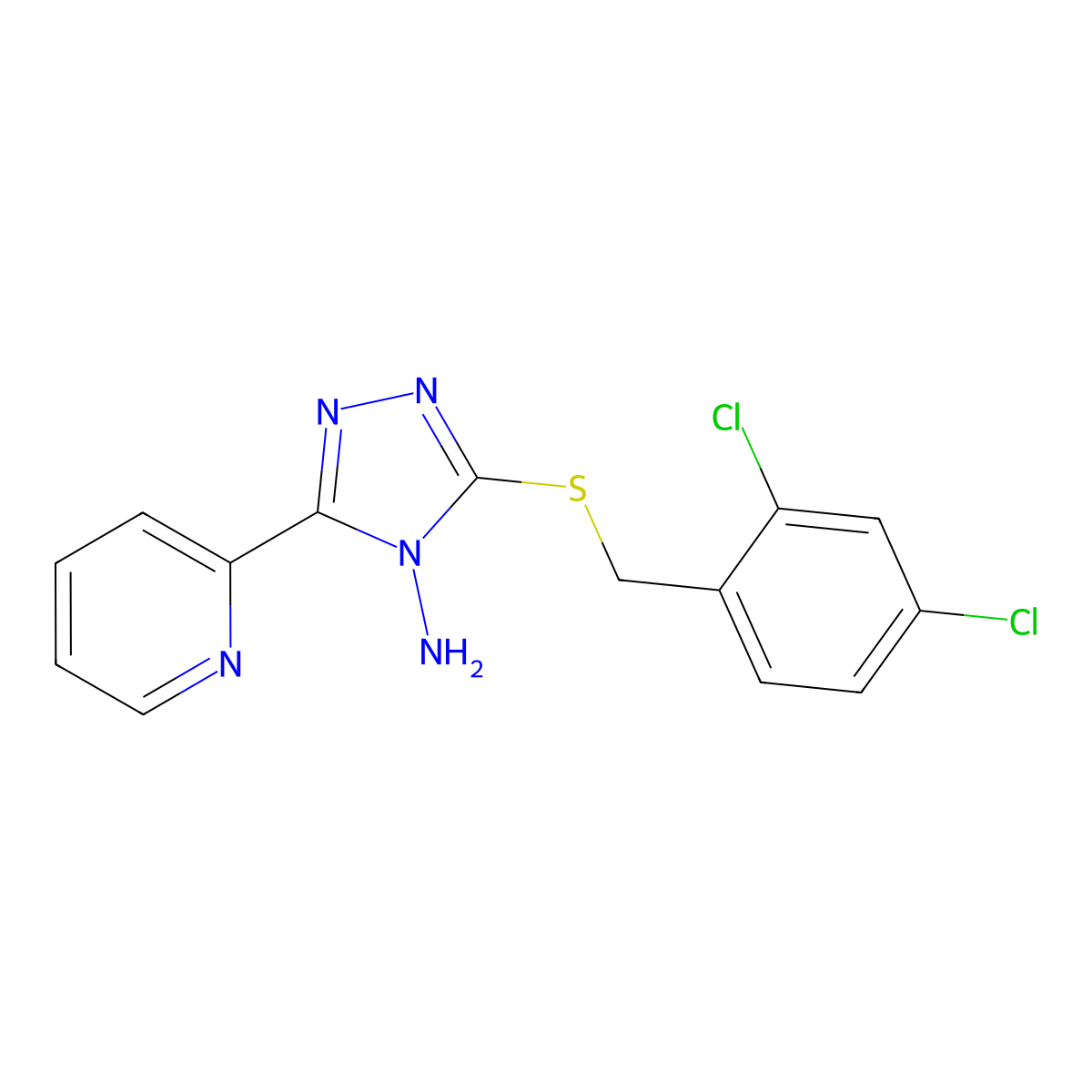 3-[(2,4-Dichlorophenyl)methylthio]-5-(2-pyridyl)-1,2,4-triazole-4-ylamine molecular structure, CAS 573697-46-8
