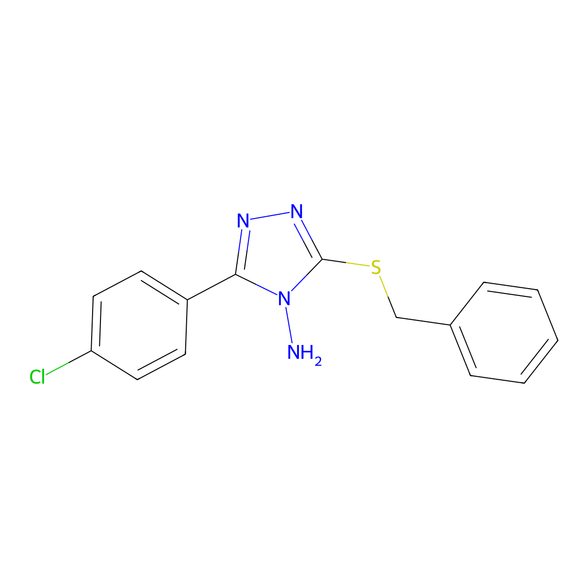 3-(benzylsulfanyl)-5-(4-chlorophenyl)-4H-1,2,4-triazol-4-amine molecular structure, CAS 573697-70-8