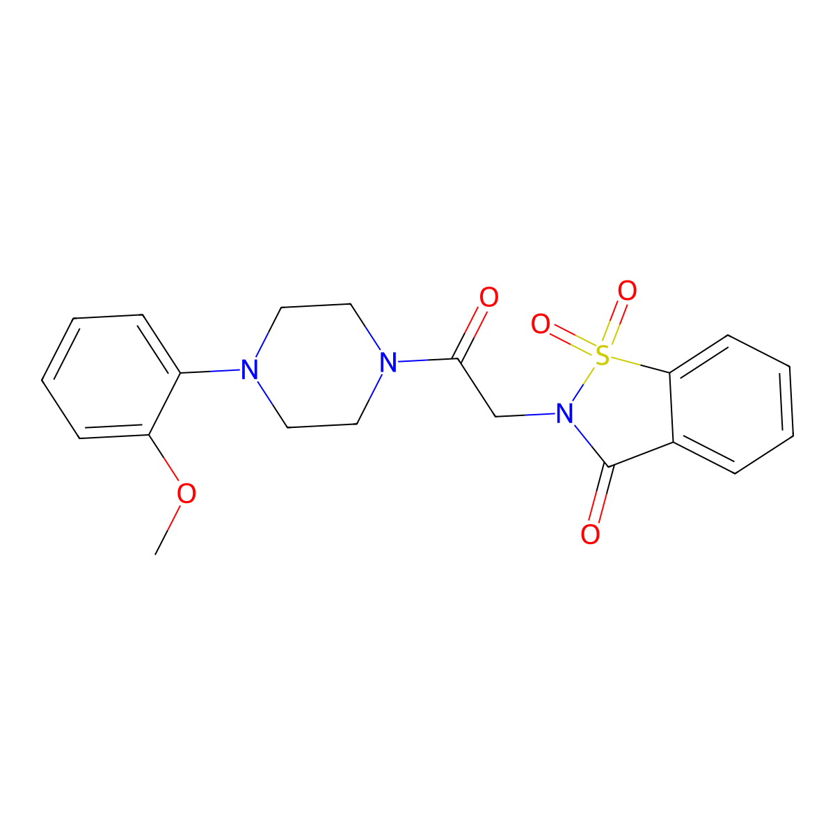 2-(2-(4-(2-methoxyphenyl)piperazin-1-yl)-2-oxoethyl)benzo[d]isothiazol-3(2H)-one 1,1-dioxide molecular structure, CAS 573697-71-9