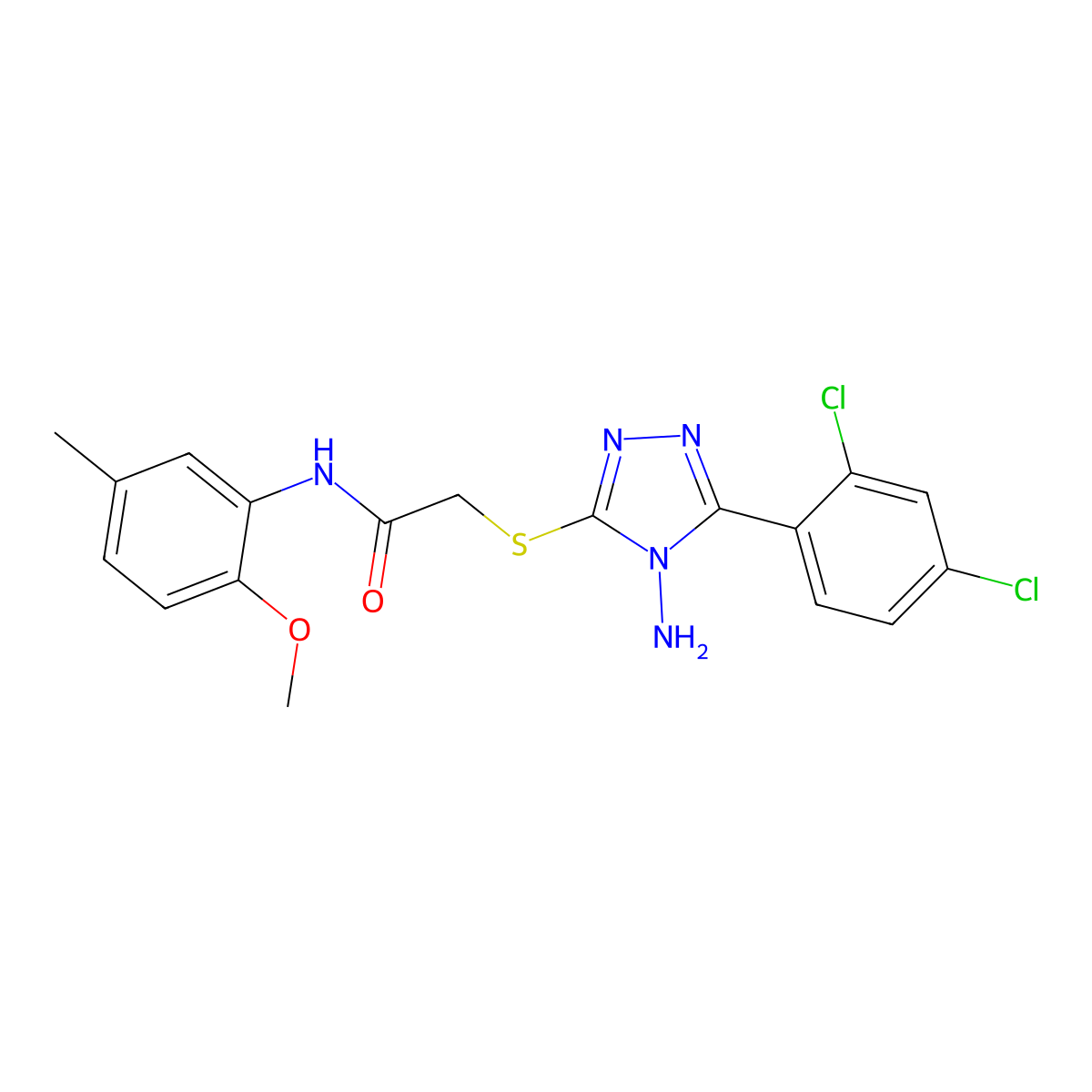 2-{[4-amino-5-(2,4-dichlorophenyl)-4H-1,2,4-triazol-3-yl]sulfanyl}-N-(2-methoxy-5-methylphenyl)acetamide molecular structure, CAS 573697-72-0