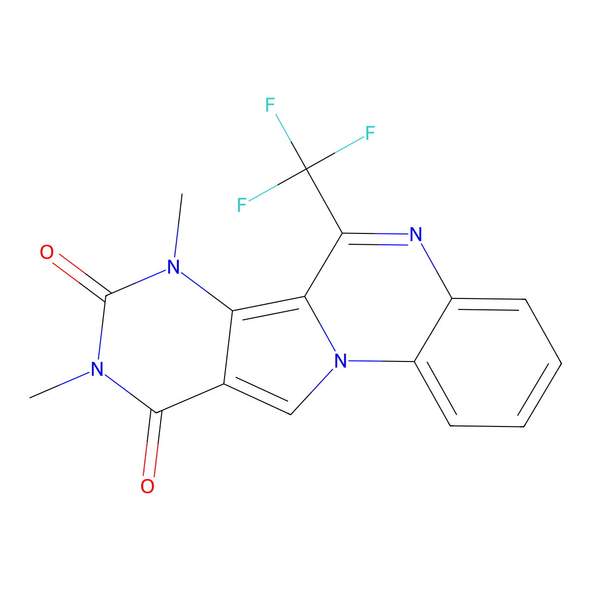 7,9-dimethyl-6-(trifluoromethyl)pyrimido[4',5':3,4]pyrrolo[1,2-a]quinoxaline-8,10(7H,9H)-dione molecular structure, CAS 573697-84-4