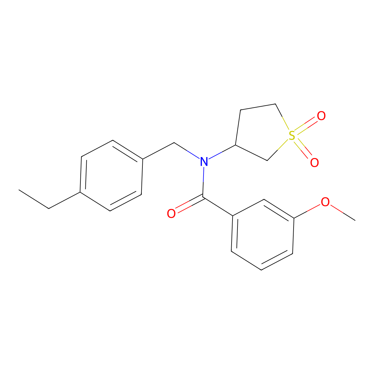 N-(1,1-dioxidotetrahydrothiophen-3-yl)-N-(4-ethylbenzyl)-3-methoxybenzamide molecular structure, CAS 573697-92-4