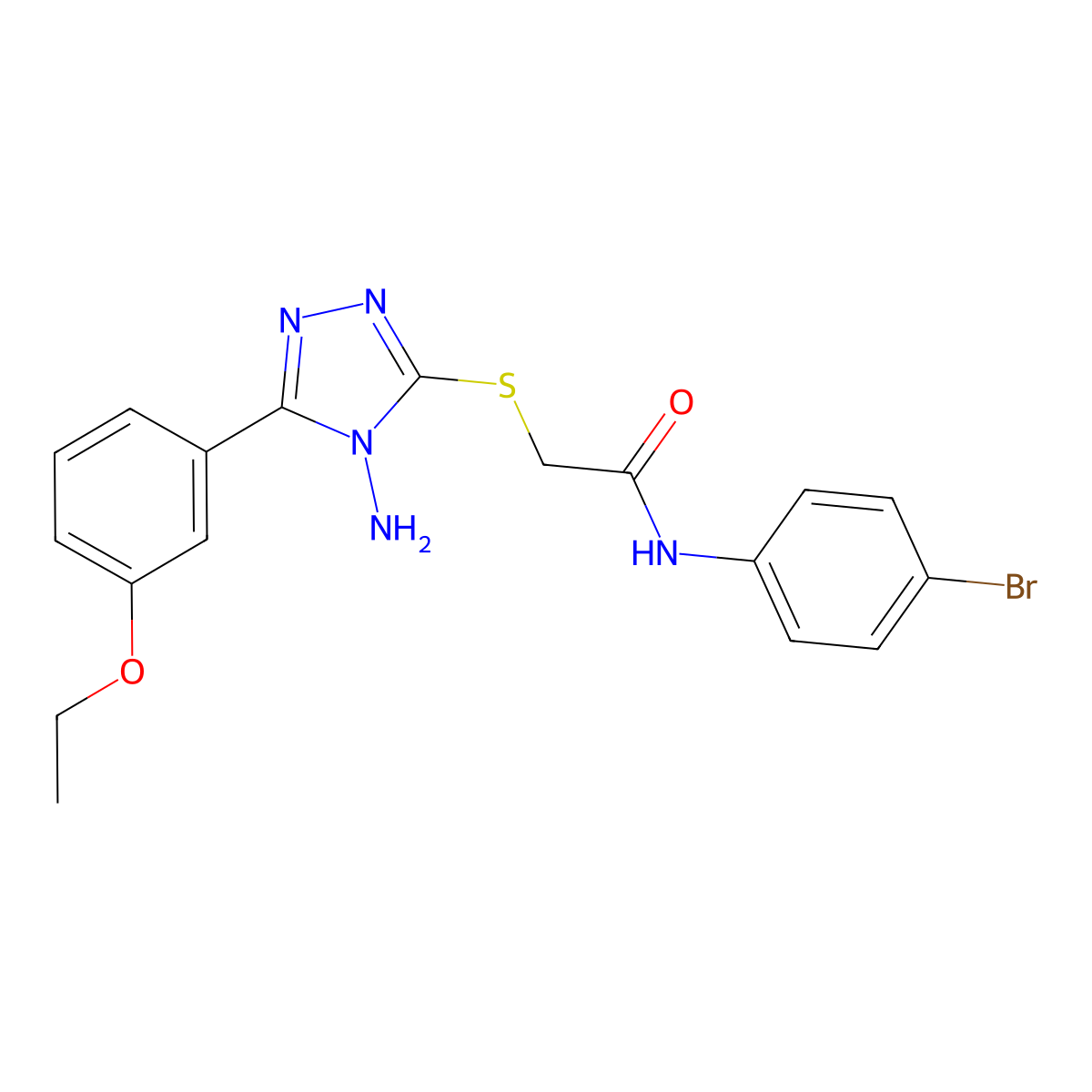 2-[4-amino-5-(3-ethoxyphenyl)(1,2,4-triazol-3-ylthio)]-N-(4-bromophenyl)acetam ide molecular structure, CAS 573698-10-9