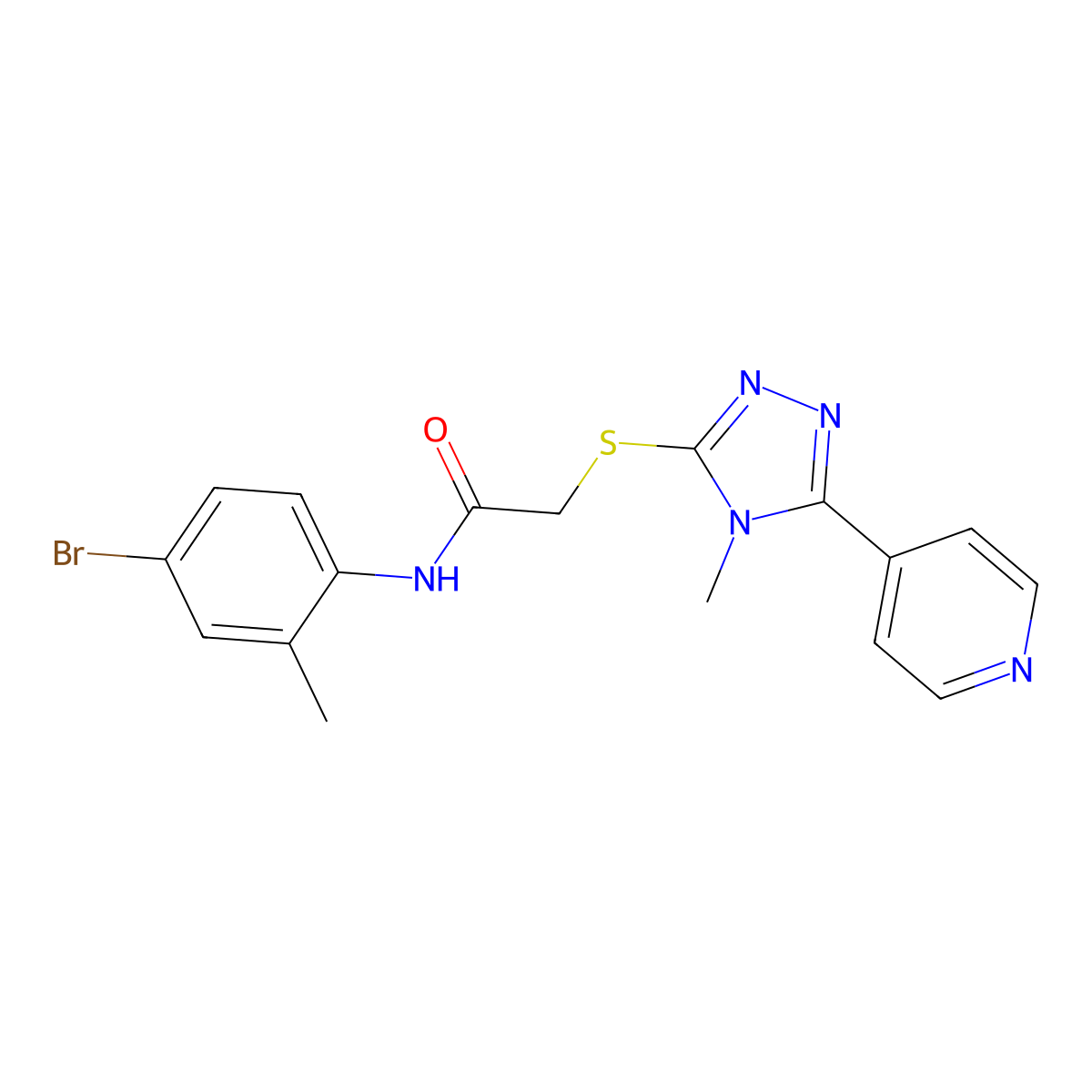 N-(4-bromo-2-methylphenyl)-2-{[4-methyl-5-(pyridin-4-yl)-4H-1,2,4-triazol-3-yl]sulfanyl}acetamide molecular structure, CAS 573698-20-1
