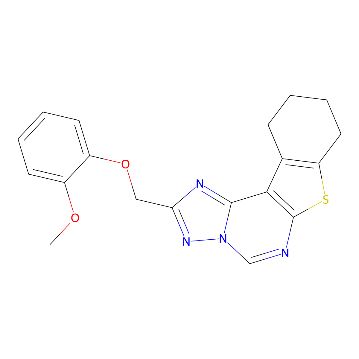 2-[(2-Methoxyphenoxy)methyl]-8,9,10,11-tetrahydro[1]benzothieno[3,2-e][1,2,4]triazolo[1,5-c]pyrimidine molecular structure, CAS 573698-24-5